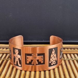 Vintage Bracelet - Copper Cuff Bracelet, Storyteller Bracelet
